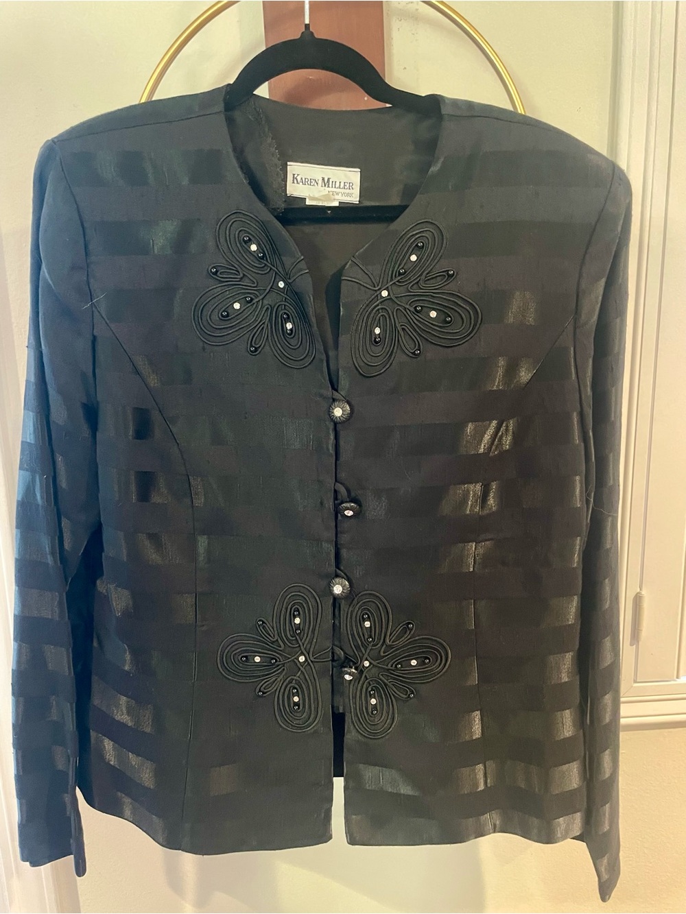 Karen Millen Black Striped Embellished Jacket
